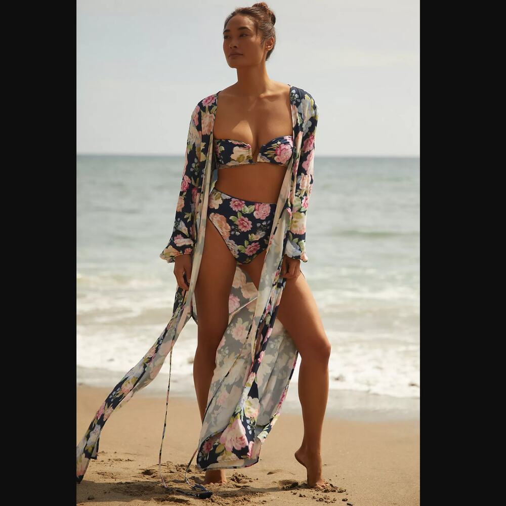 Maaji Anthropologie Midnight Garden Kimono - Medium - NEW